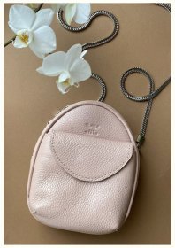 Пудровая женская мини-сумка на плечо из фактурной кожи BlankNote Kroha 79041