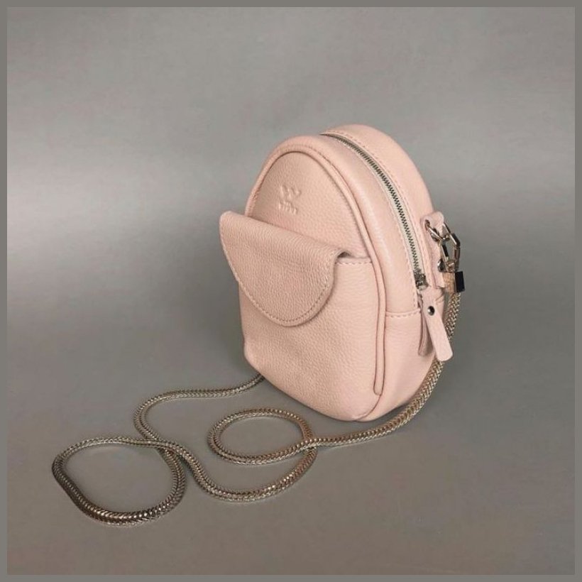 Пудровая женская мини-сумка на плечо из фактурной кожи BlankNote Kroha 79041
