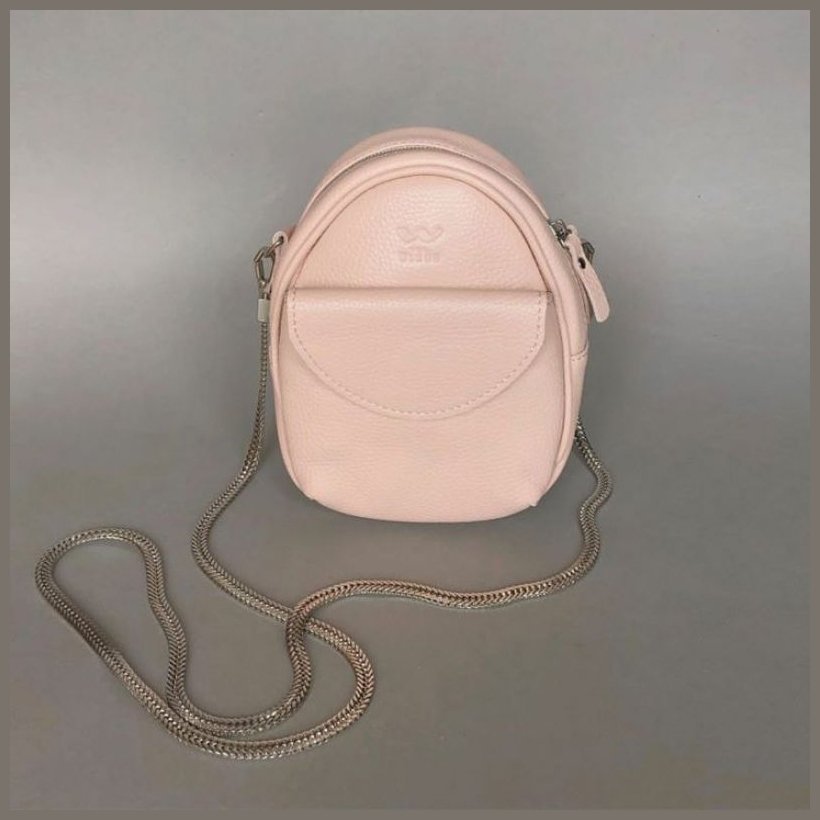 Пудрова жіноча міні-сумка на плече із фактурної шкіри BlankNote Kroha 79041