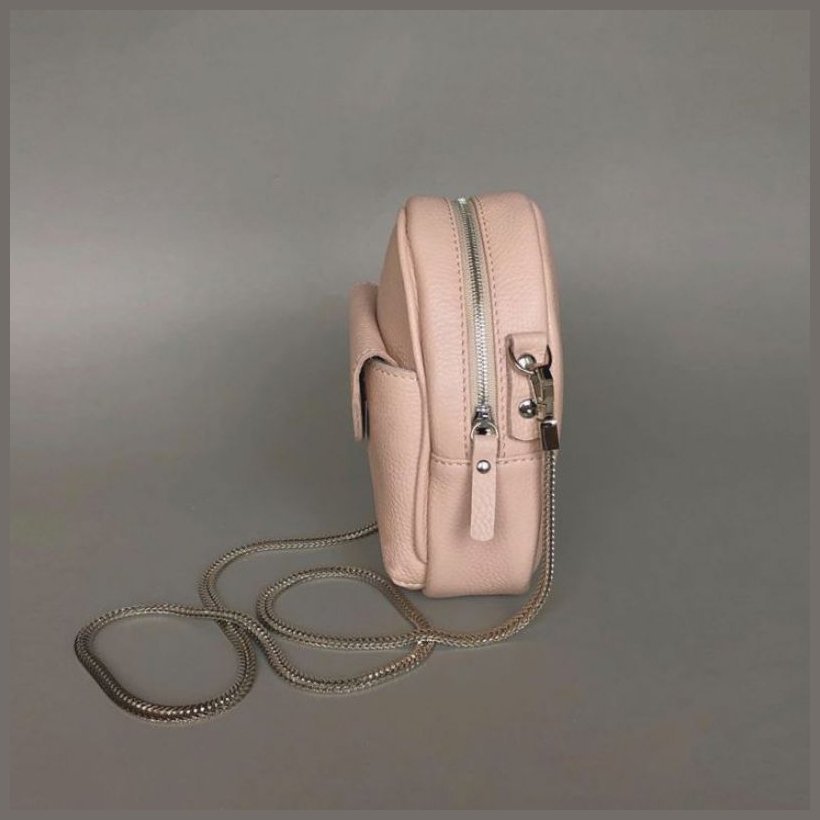 Пудрова жіноча міні-сумка на плече із фактурної шкіри BlankNote Kroha 79041