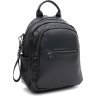 Шкіряний жіночий рюкзак-сумка середнього розміру в класичному чорному кольорі Ricco Grande (59141) - 1