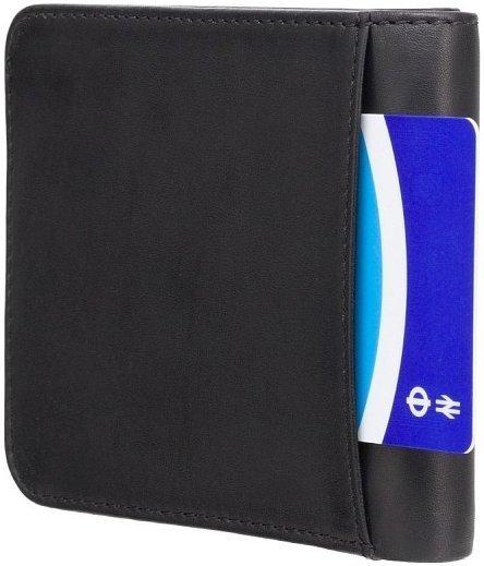 Чоловіче портмоне подвійного складання з натуральної шкіри чорного кольору з RFID - Visconti Trim 69141