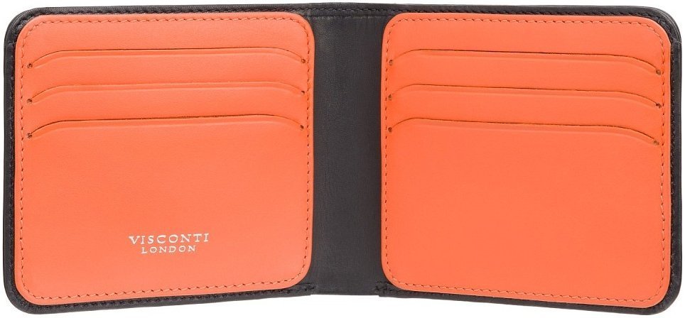 Мужское портмоне двойного сложения из натуральной кожи черного цвета с RFID - Visconti Trim 69141