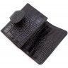 Шкіряний жіночий гаманець з тисненням під крокодила в чорному кольорі Tony Bellucci (12461) - 4