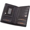 Шкіряний жіночий гаманець з тисненням під крокодила в чорному кольорі Tony Bellucci (12461) - 6