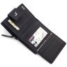 Середній жіночий гаманець із фактурної шкіри чорного кольору з місткою монетницею Ashwood 69641 - 7