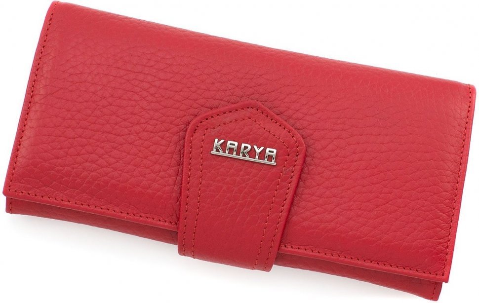 Червоний жіночий гаманець з натуральної шкіри з крупно-вираженою фактурою KARYA (15510)