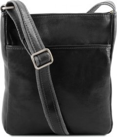 Мужская небольшая кожаная сумка через плечо черного цвета Tuscany Leather (21775)