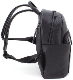 Черный женский рюкзак среднего размера из фактурной кожи KARYA 69741