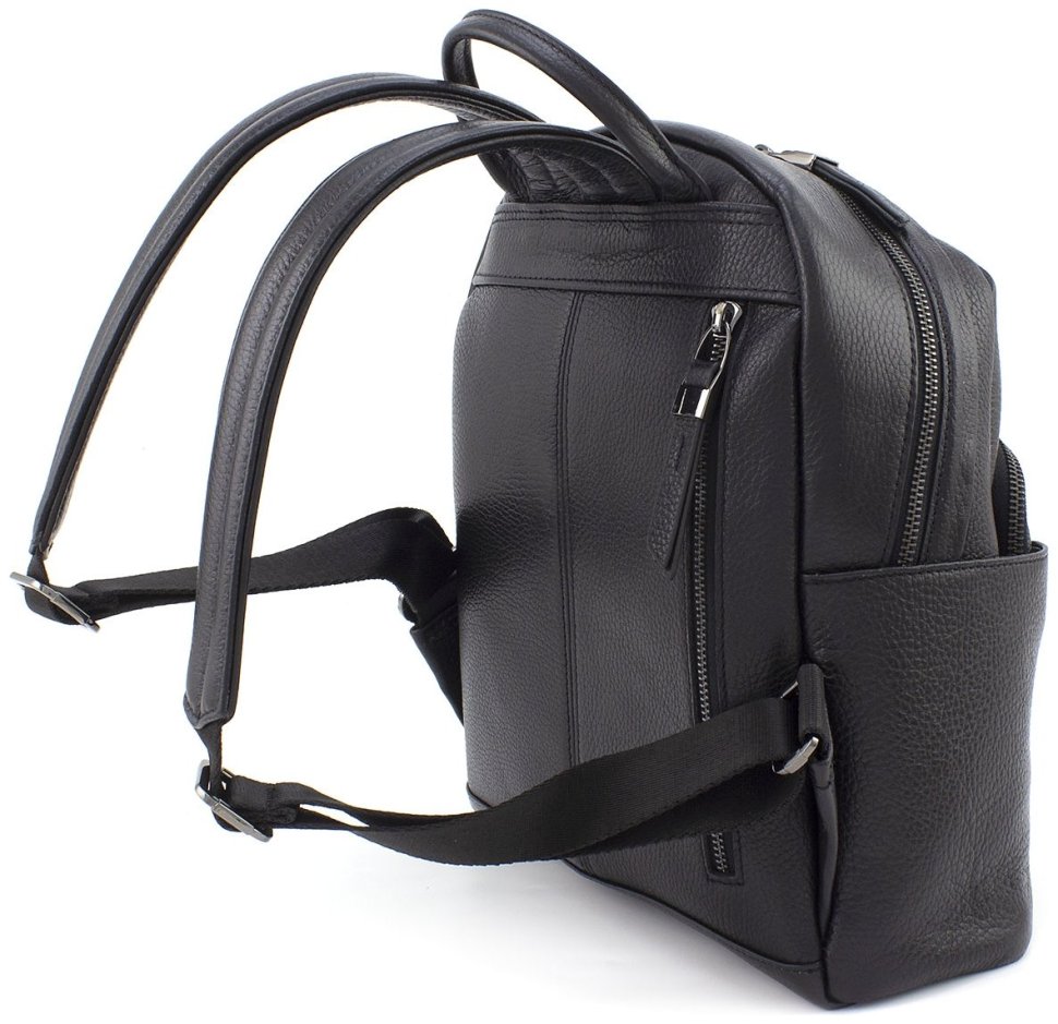 Чорний жіночий рюкзак середнього розміру із фактурної шкіри KARYA 69741