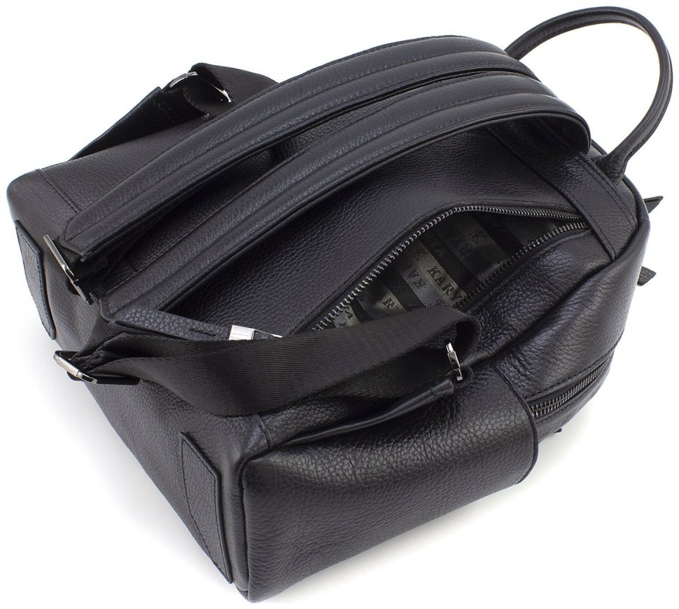 Черный женский рюкзак среднего размера из фактурной кожи KARYA 69741
