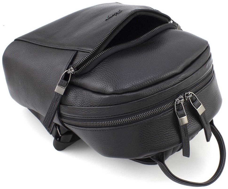 Черный женский рюкзак среднего размера из фактурной кожи KARYA 69741