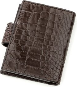 Качественная визитница из коричневой кожи крокодила CROCODILE LEATHER (024-18575)
