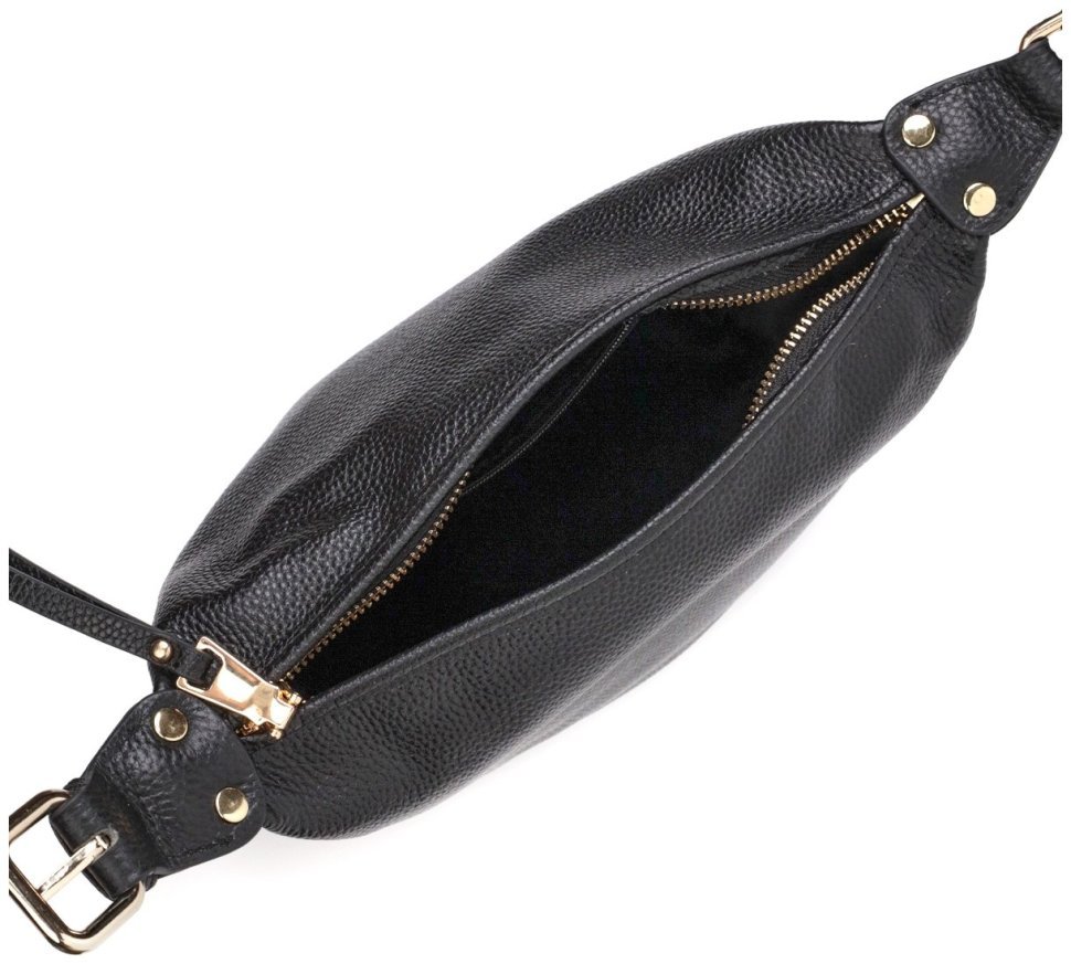 Черная женская сумка из натуральной кожи флотар с одной лямкой Vintage 2422305