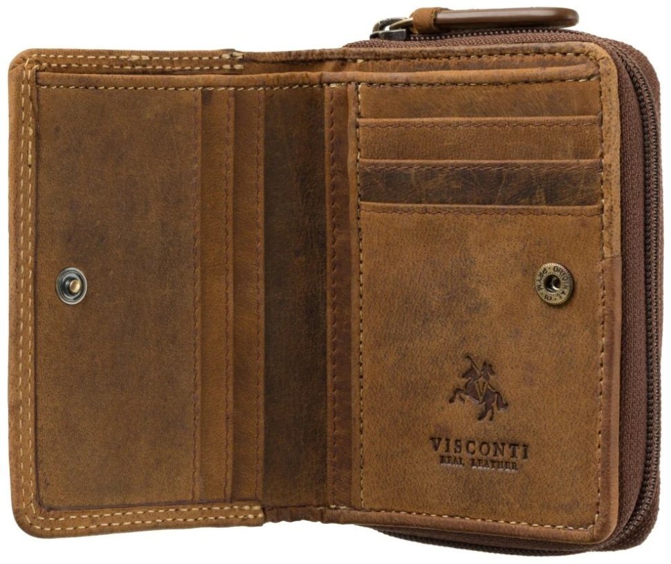 Небольшой вертикальный кошелек из винтажной кожи коричневого цвета Visconti Hunter 70742