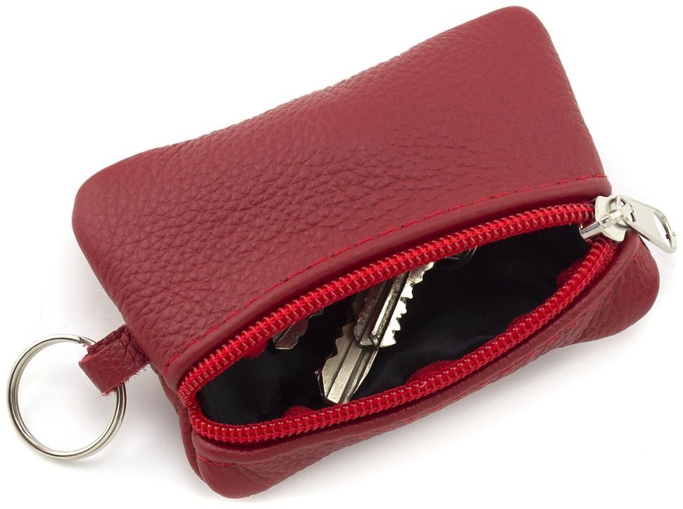 Маленька жіноча ключниця із фактурної шкіри червоного кольору ST Leather 70842
