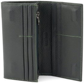 Шкіряний жіночий гаманець зеленого кольору з магнітним типом застібки ST Leather 90842