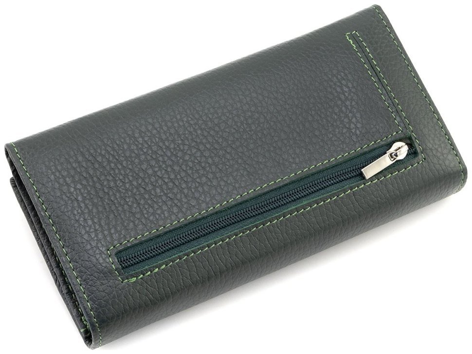 Женский кожаный кошелек зеленого цвета с магнитным типом застежки ST Leather 90842 modnotak фото №4