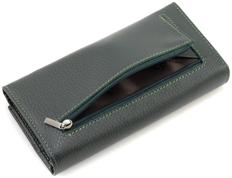 Женский кожаный кошелек зеленого цвета с магнитным типом застежки ST Leather 90842 modnotak фото №5