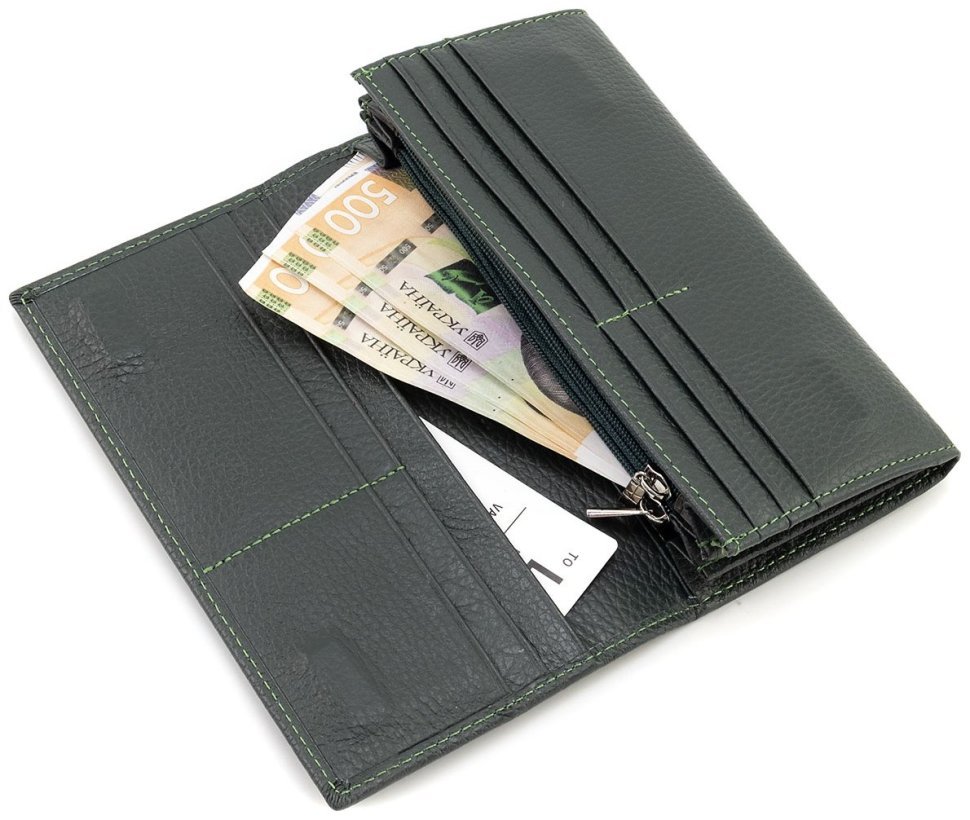 Женский кожаный кошелек зеленого цвета с магнитным типом застежки ST Leather 90842 modnotak фото №9