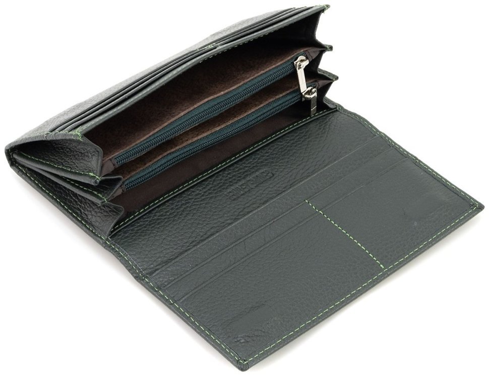 Женский кожаный кошелек зеленого цвета с магнитным типом застежки ST Leather 90842 modnotak фото №10