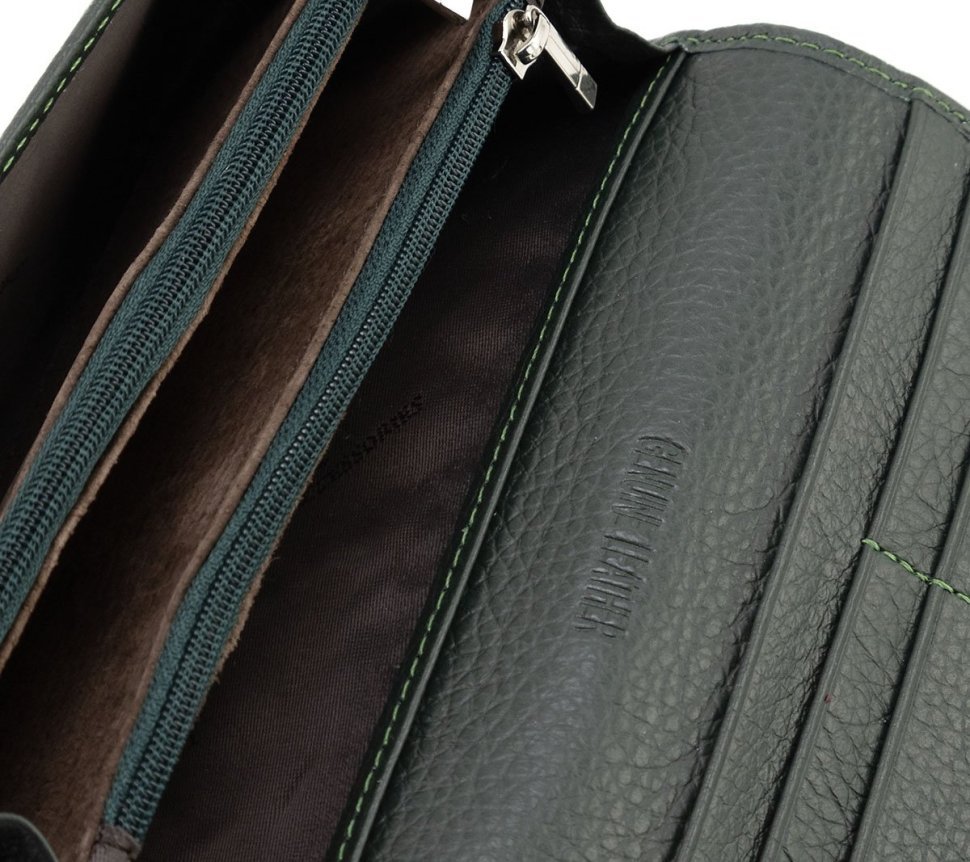 Женский кожаный кошелек зеленого цвета с магнитным типом застежки ST Leather 90842 modnotak фото №11