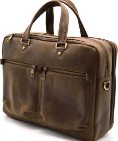 Чоловіча ділова сумка під ноутбук та документи з вінтажної шкіри TARWA (21747)