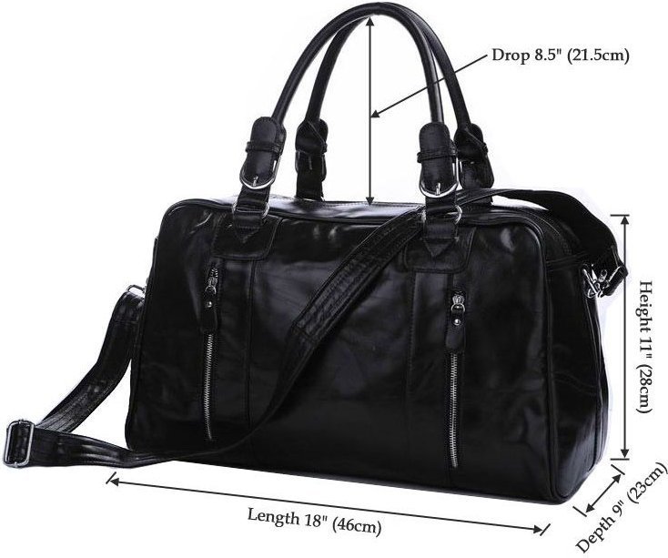 Чорна дорожня сумка з натуральної шкіри великого розміру VINTAGE STYLE (14135)