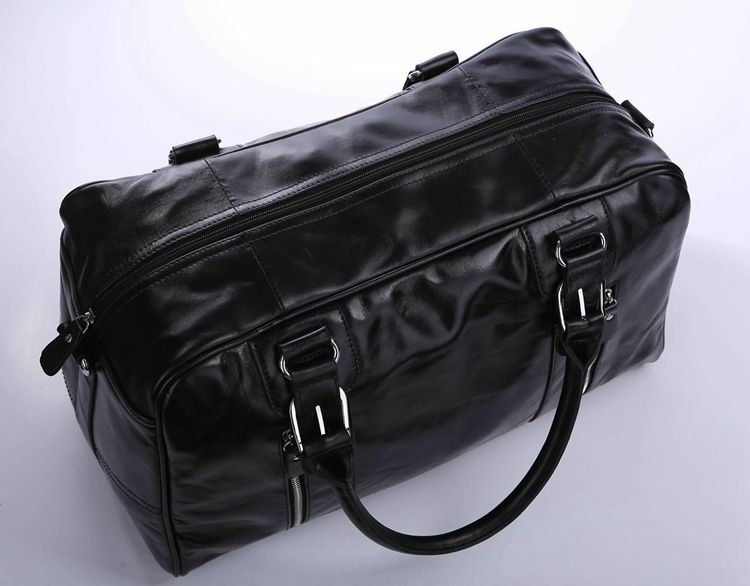Черная дорожная сумка из натуральной кожи большого размера VINTAGE STYLE (14135)