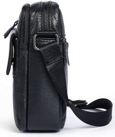 Сумка мужская из натуральной фактурной кожи черного цвета VINTAGE STYLE (14704)