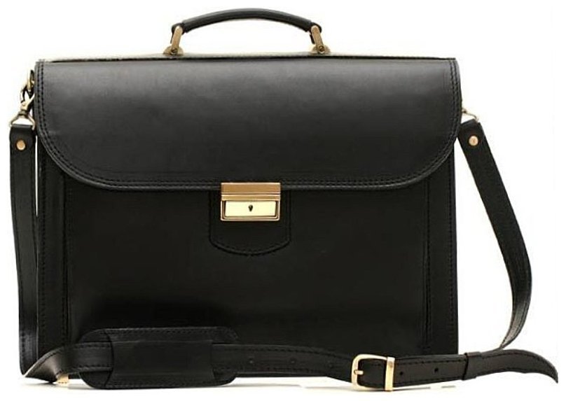 Чоловічий портфель з натуральної шкіри чорного кольору Старовинна Італія (10417) modnotak фото №1