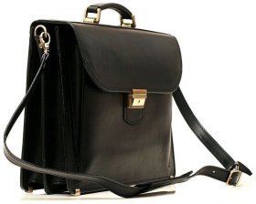 Мужской портфель из натуральной черного цвета Старинная Италия (10417)