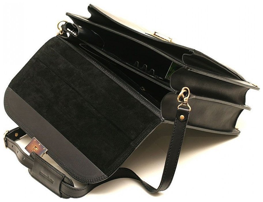 Чоловічий портфель з натуральної шкіри чорного кольору Старовинна Італія (10417) modnotak фото №5