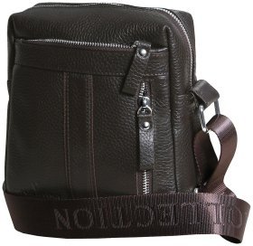 Мужская сумка планшет из фактурной кожи на 1 вместительное отделение Vip Collection 102342 коричневого цвета