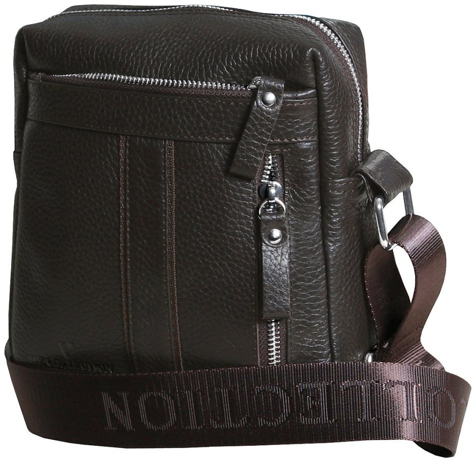 Чоловіча сумка планшет із фактурної шкіри на 1 містке відділення Vip Collection 102342 коричневого кольору фото №1 Чоловіча сумка планшет із фактурної шкіри на 1 містке відділення Vip Collection 102342 коричневого кольору modnotak фото №1