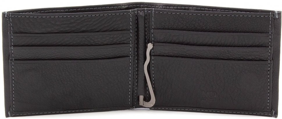 Компактне чоловіче шкіряне портмоне на магніті під кредитні картки з затискачем для грошей MD Leather Collection (18073)