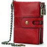 Червоний жіночий гаманець з м'якої шкіри середнього розміру Vintage (14680) - 1