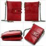 Червоний жіночий гаманець з м'якої шкіри середнього розміру Vintage (14680) - 3