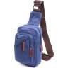 Синяя текстильная мужская сумка-слинг небольшого размера Vintage (2421232) - 1