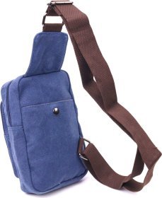 Синяя текстильная мужская сумка-слинг небольшого размера Vintage (2421232)