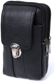 Стильна чоловіча поясна сумка з натуральної шкіри Vintage 22736 Чорна