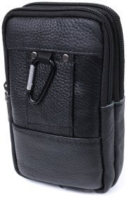 Стильна чоловіча поясна сумка з натуральної шкіри Vintage 22736 Чорна