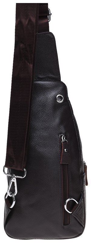 Чоловічий шкіряний місткий слінг-рюкзак коричневого кольору Borsa Leather 72942
