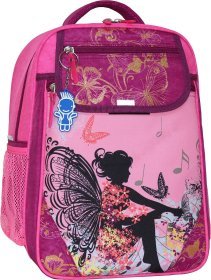 Шкільний рюкзак із текстилю в малиновому кольорі з малюнком Bagland (53242)