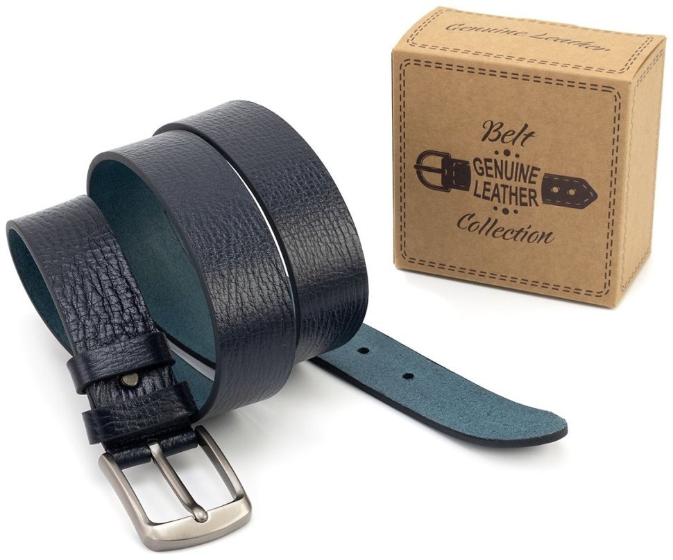 Темно синий мужкой ремень из итальянской фактурной кожи с клиссической пряжкой Gherardini 40838 фото №4 Темно синий мужкой ремень из итальянской фактурной кожи с клиссической пряжкой Gherardini 40838 modnotak фото №4