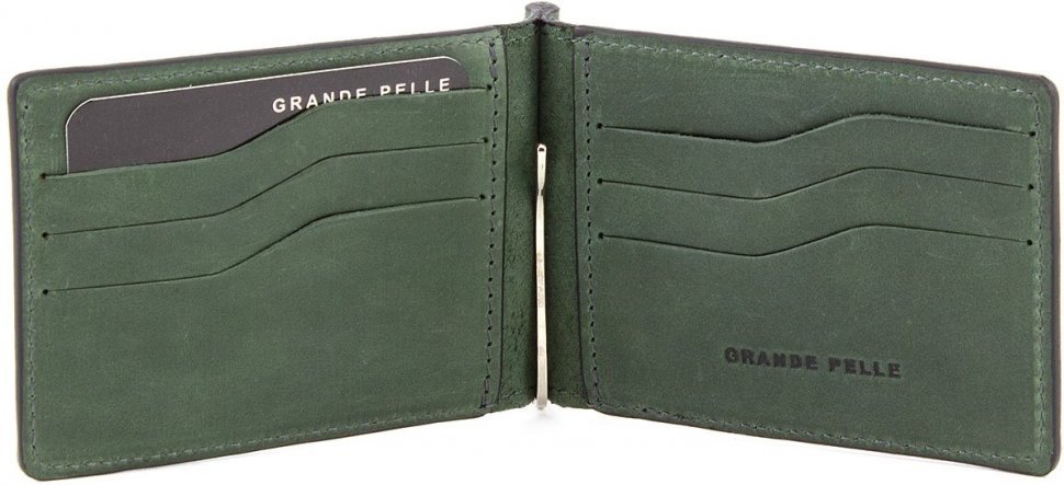 Чоловік затиск для грошей з вінтажній шкіри зеленого кольору Grande Pelle (13285)