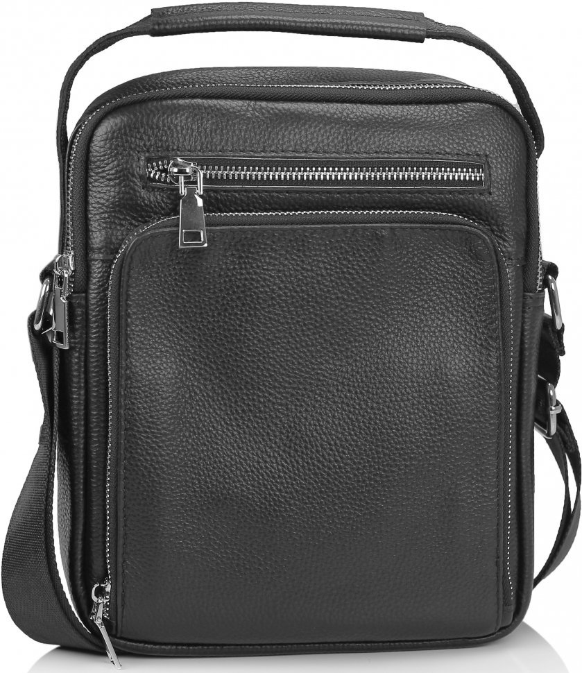 Чоловіча сумка-барсетка з натуральної шкіри флотар в чорному кольорі Tiding Bag (15742)