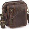 Кожаная коричневая компактная мужская сумка высокого качества Leather Collection (10364) - 1