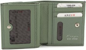 Женский кошелек небольшого размера из натуральной кожи фисташкового цвета KARYA (19845) - 2