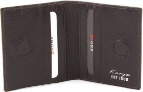 Коричневый картхолдер из натуральной кожи под крокодила на магнитах KARYA (15985)